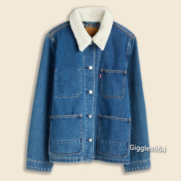 Levi's Sherpa Collar Chore Coat Denim Jean Jacket - Picture 1 of 8